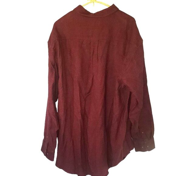 NEW St. Johns Bay Maroon & Black Long-Sleeve Button-Down Cotton XL Tall Big Tall - Picture 2 of 8